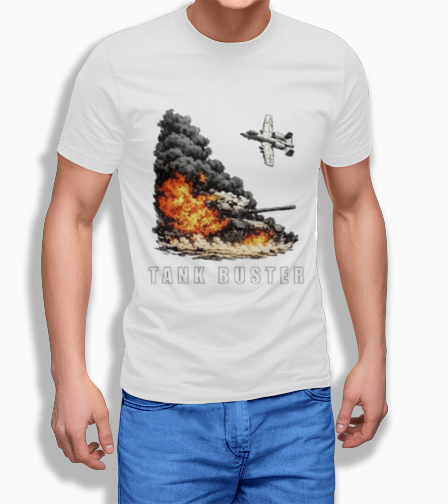 Tank Buster Explosion Fighter Plane Attack T-Shirt