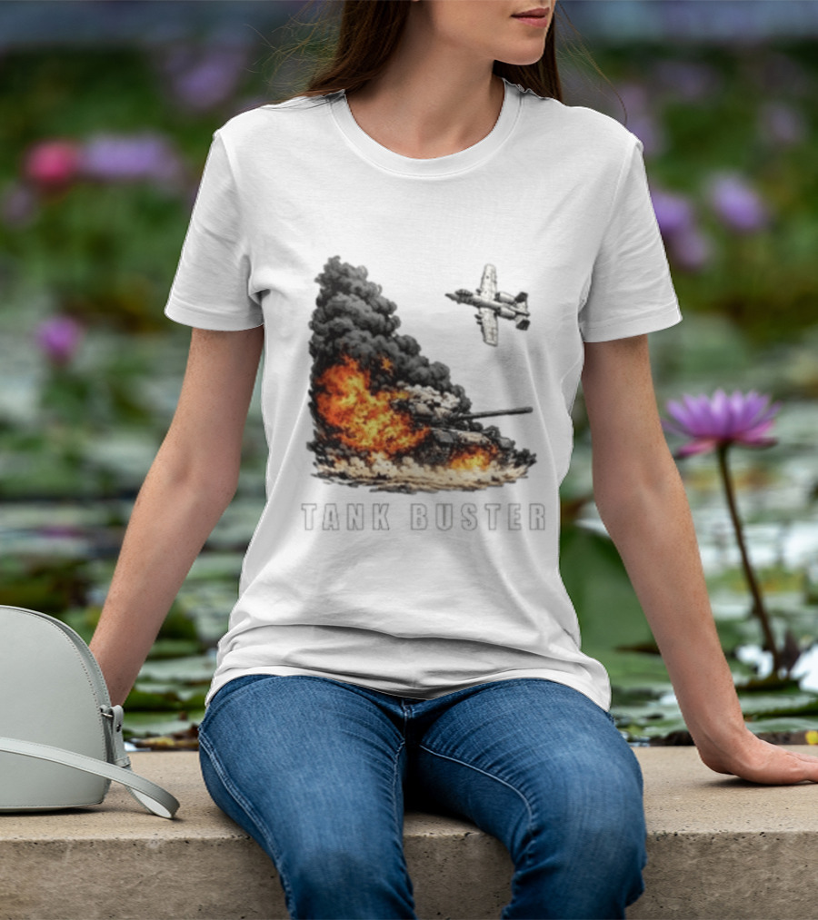 Tank Buster Explosion Fighter Plane Attack T-Shirt