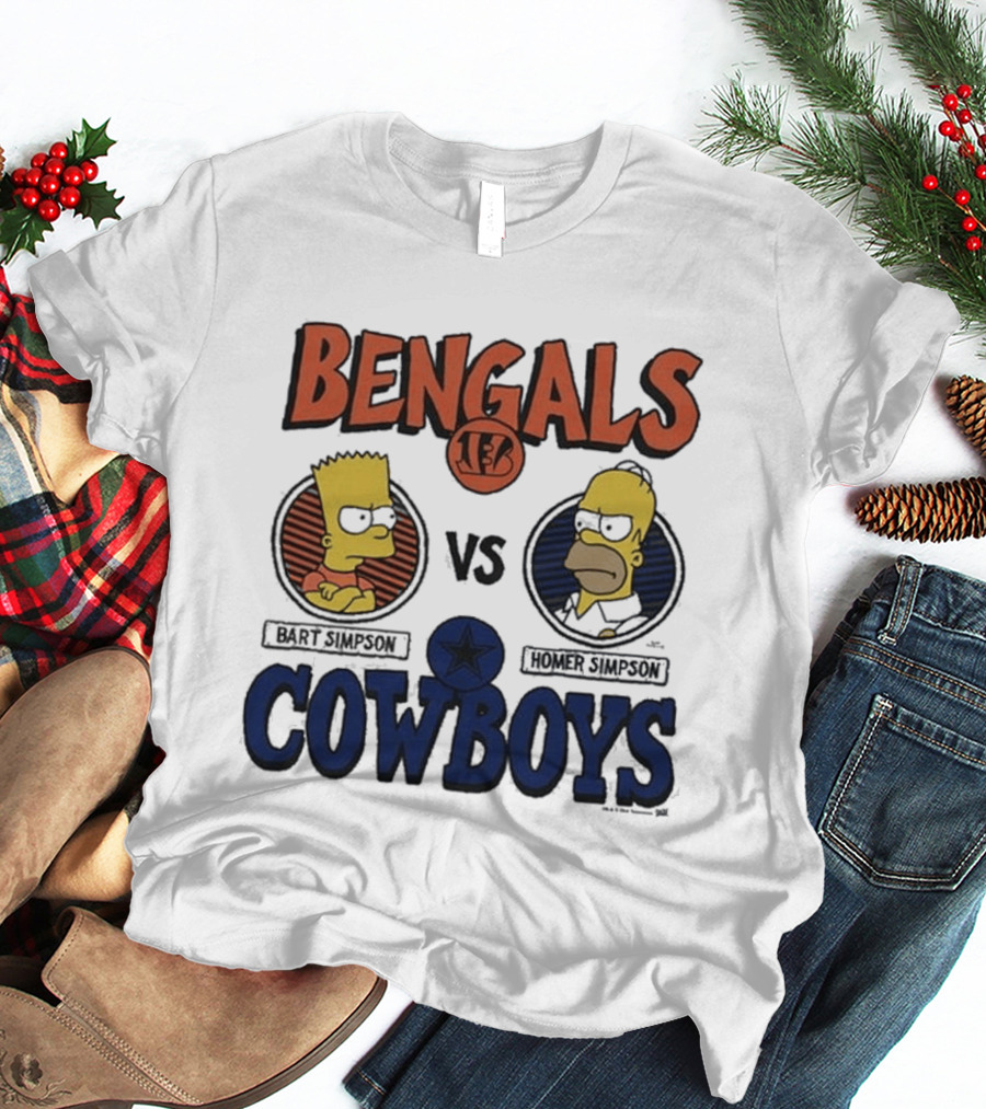 Bengals Vs Cowboys Bart Simpson Homer Simpson T-Shirt