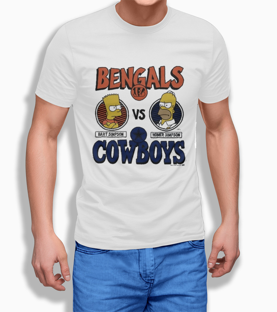 Bengals Vs Cowboys Bart Simpson Homer Simpson T-Shirt