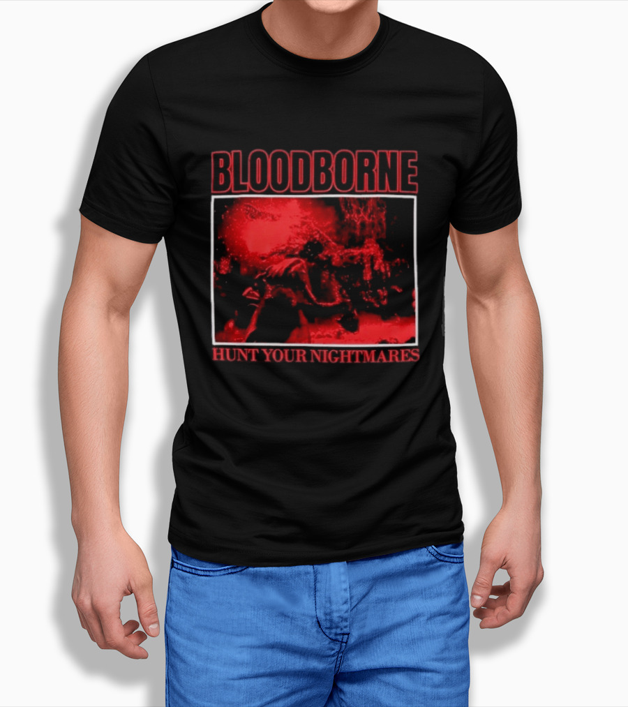 Bloodborne Hunt Your Nightmares Red Hunter Gamers Merch Fan T-Shirt