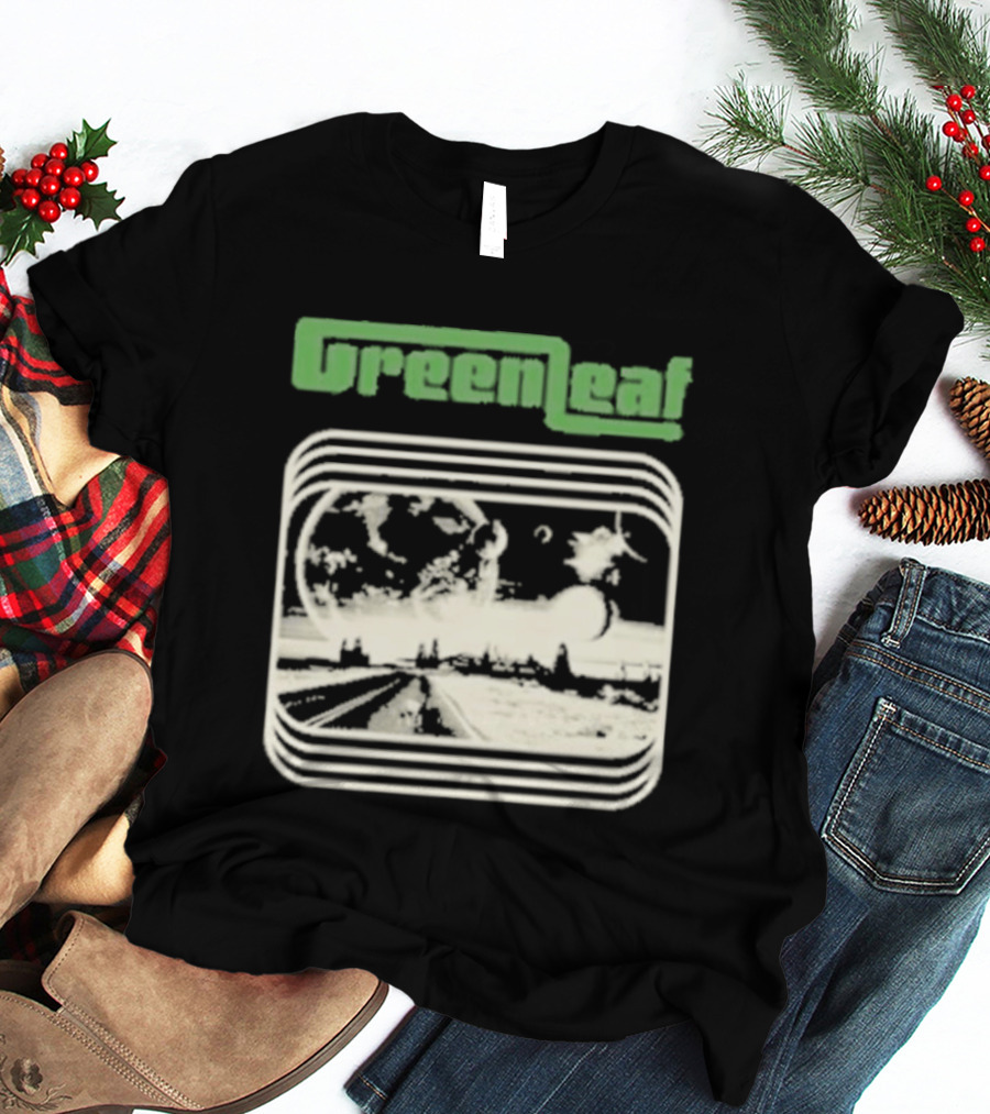 Greenleaf Black Space Scenic Globe With Railway Tracks T-Shirt