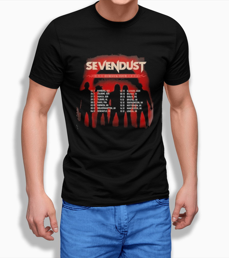 Sevendust One Euro UK Tour 2026 Dates Dripping Blood T-Shirt