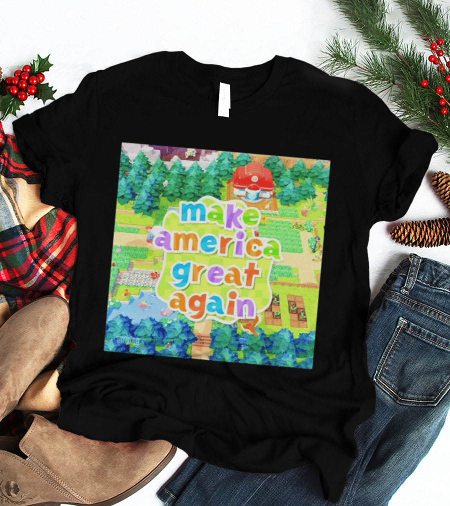 Make America Great Again Colorful Forest Game Inspired Scenery White House Pokopia Generator T-Shirt