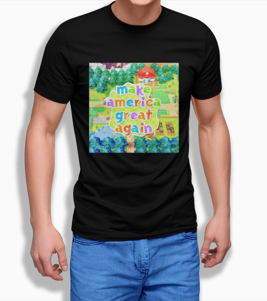 Make America Great Again Colorful Forest Game Inspired Scenery White House Pokopia Generator T-Shirt