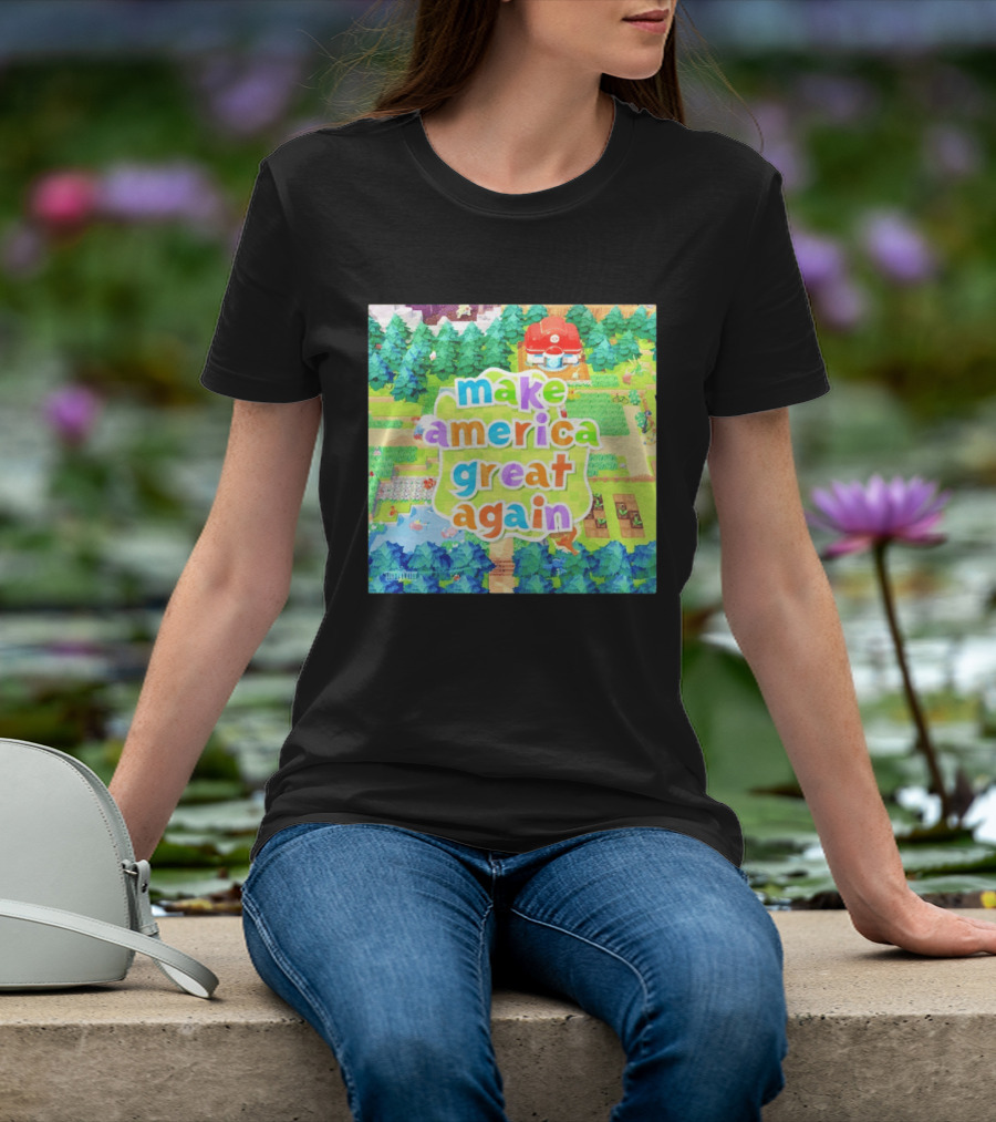 Make America Great Again Colorful Forest Game Inspired Scenery White House Pokopia Generator T-Shirt