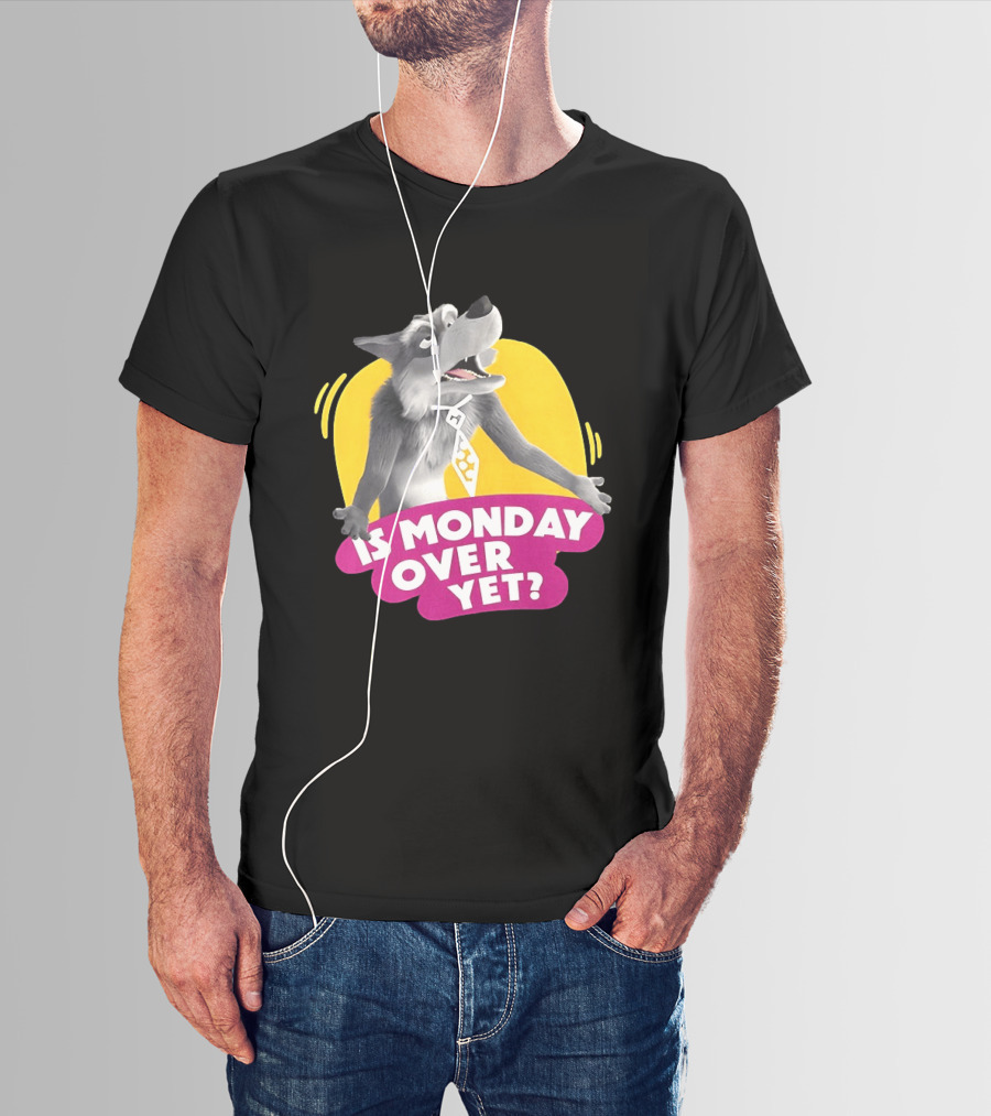 Masha And The Bear Wolf Character Asking Is Monday Over Yet T-Shirt