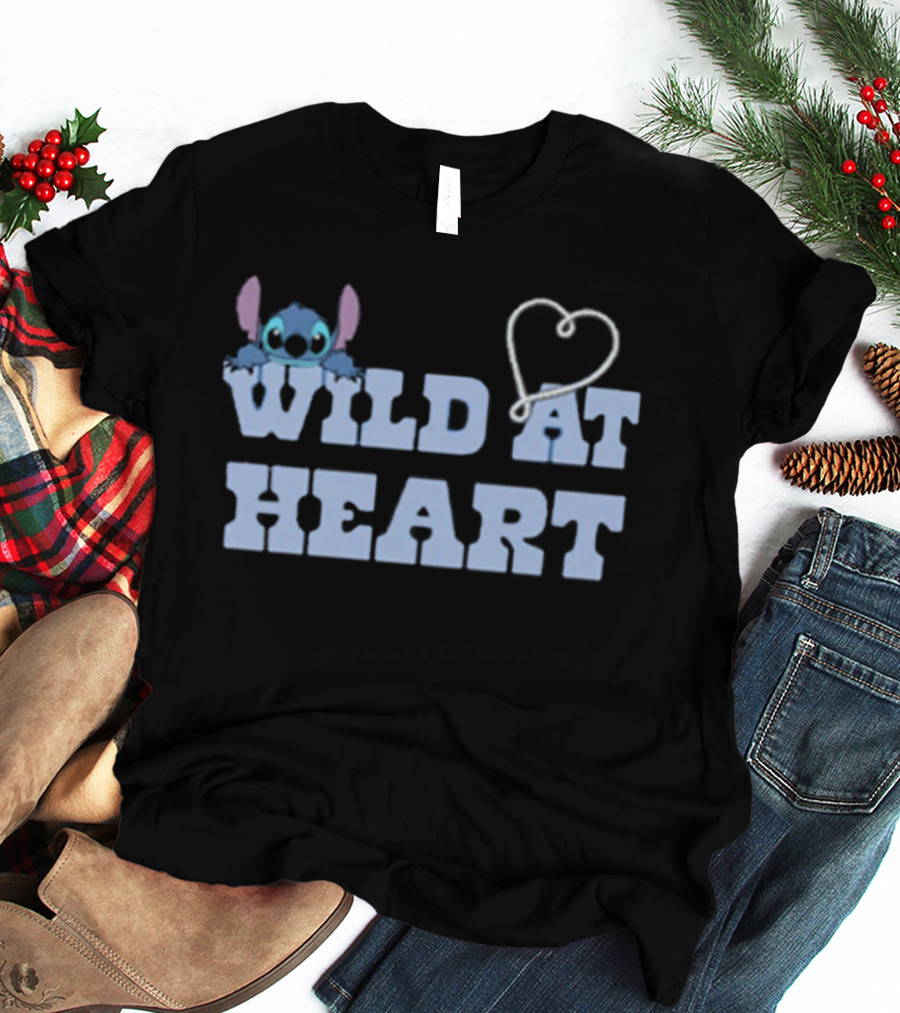 Wild At Heart Stitch Disney Character Cute Alien Heart T-Shirt