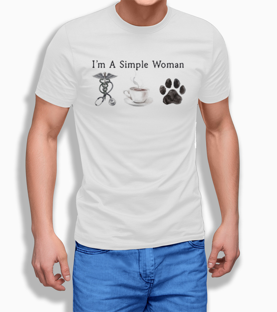 I'm A Simple Woman Nurse Coffee Paw Print T-Shirt