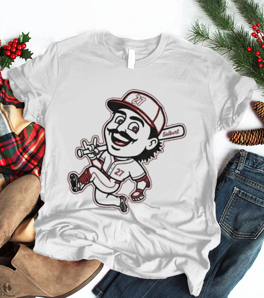 Sal Stewart Baseball Mascot Character With Bat And Mustache T-Shirt