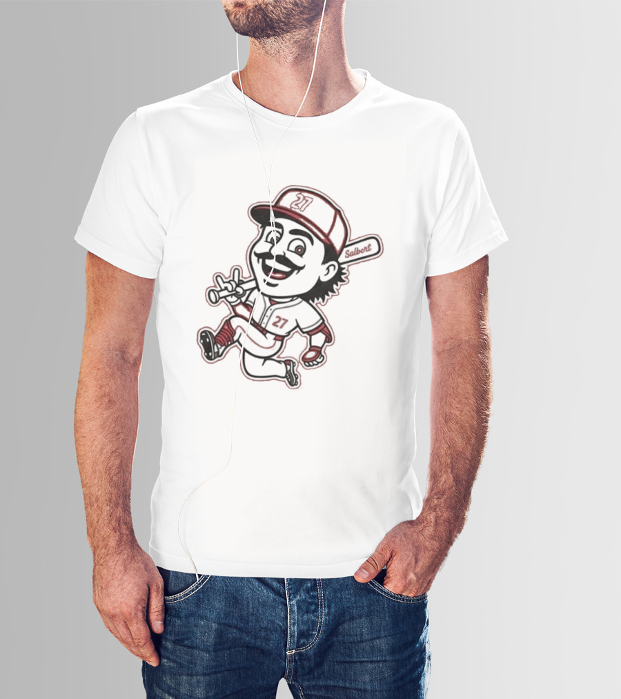 Sal Stewart Baseball Mascot Character With Bat And Mustache T-Shirt