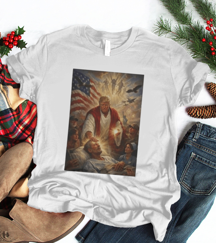 Trump Jesus Epstein Biblical Revelation Imagery With American Flag T-Shirt