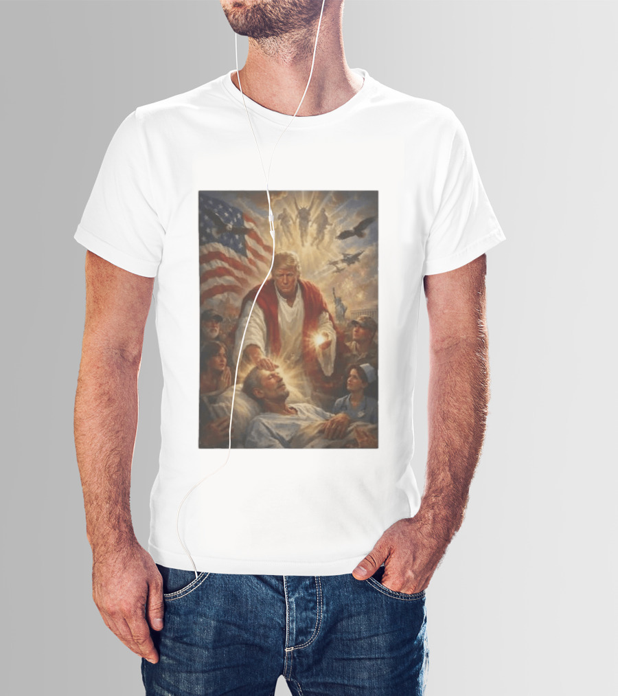 Trump Jesus Epstein Biblical Revelation Imagery With American Flag T-Shirt