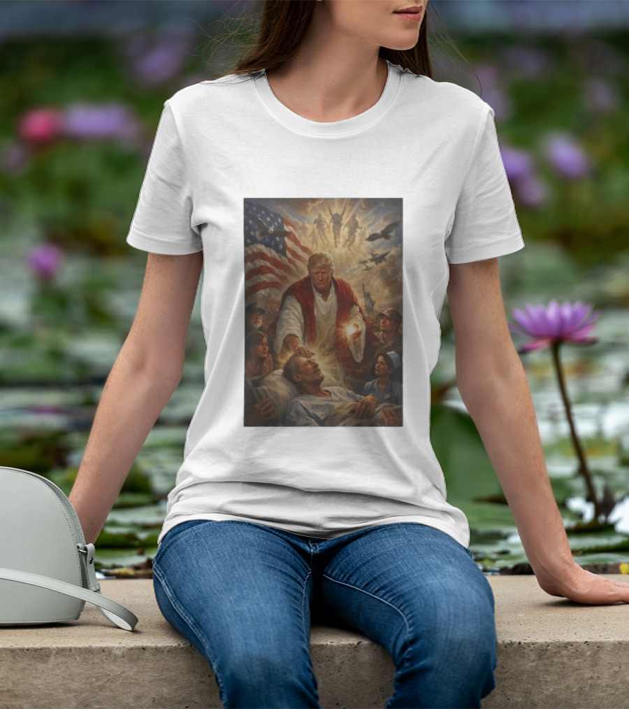 Trump Jesus Epstein Biblical Revelation Imagery With American Flag T-Shirt