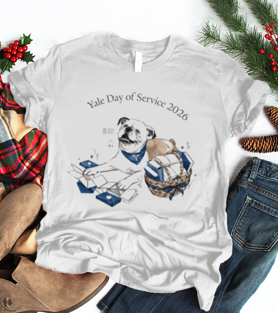 Yale Day Of Service 2026 Pug With Books And Scarf T-Shirt