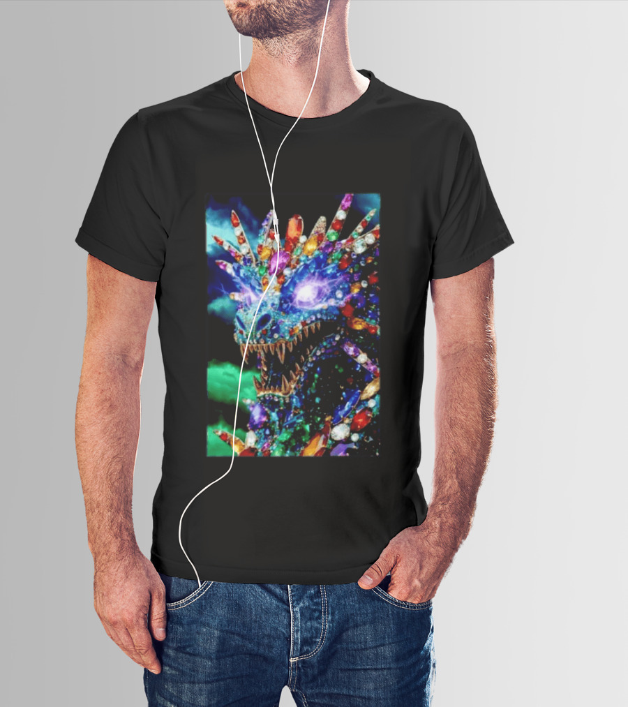 Dragon Crystal Psychedelic Gem Monster Multicolor Jewel Encrusted Creature T-Shirt