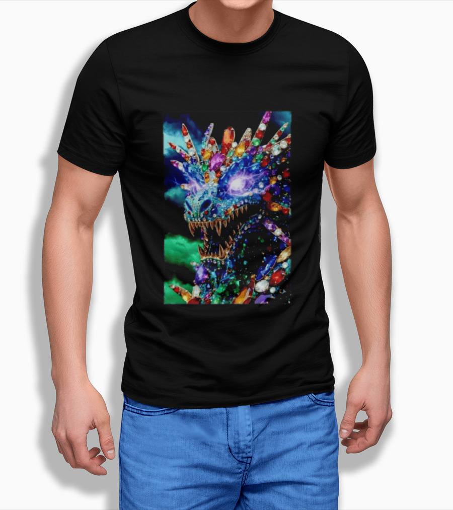 Dragon Crystal Psychedelic Gem Monster Multicolor Jewel Encrusted Creature T-Shirt