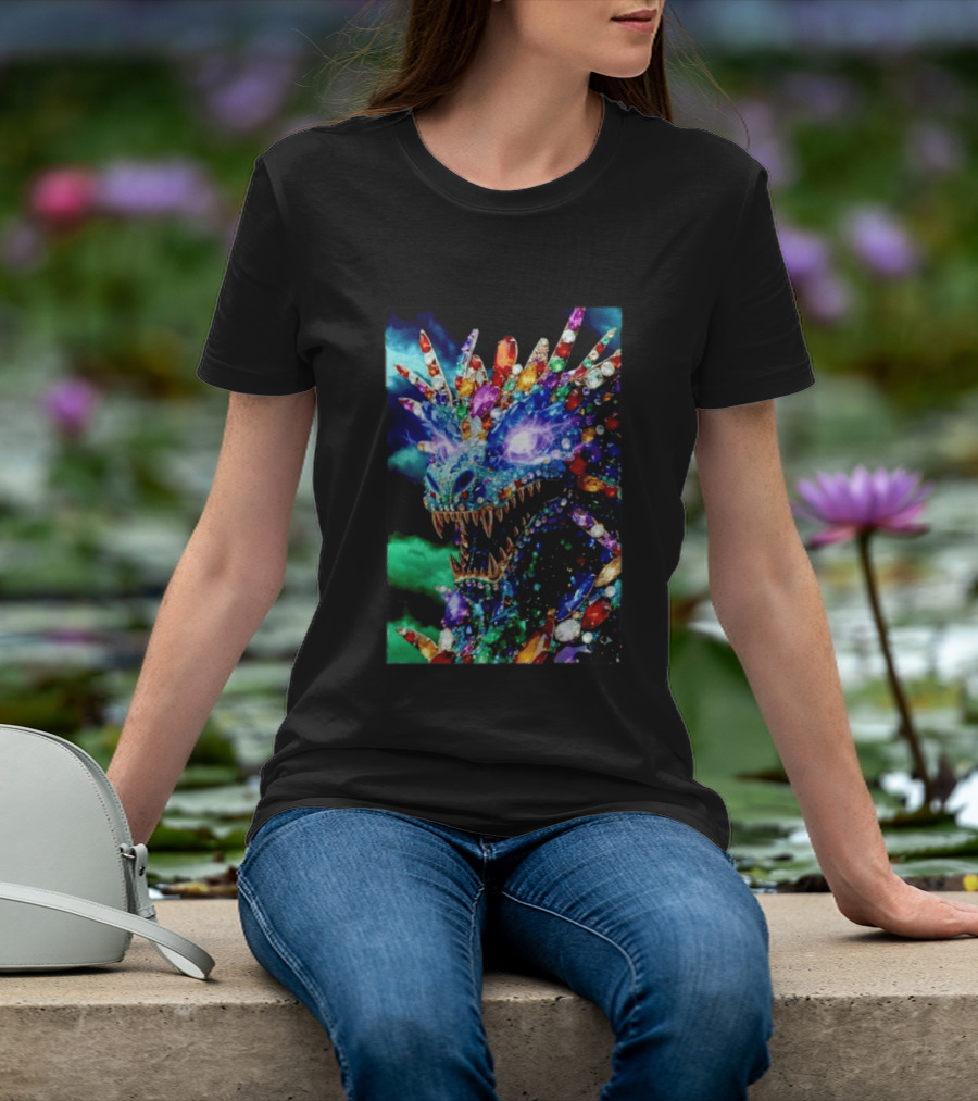Dragon Crystal Psychedelic Gem Monster Multicolor Jewel Encrusted Creature T-Shirt