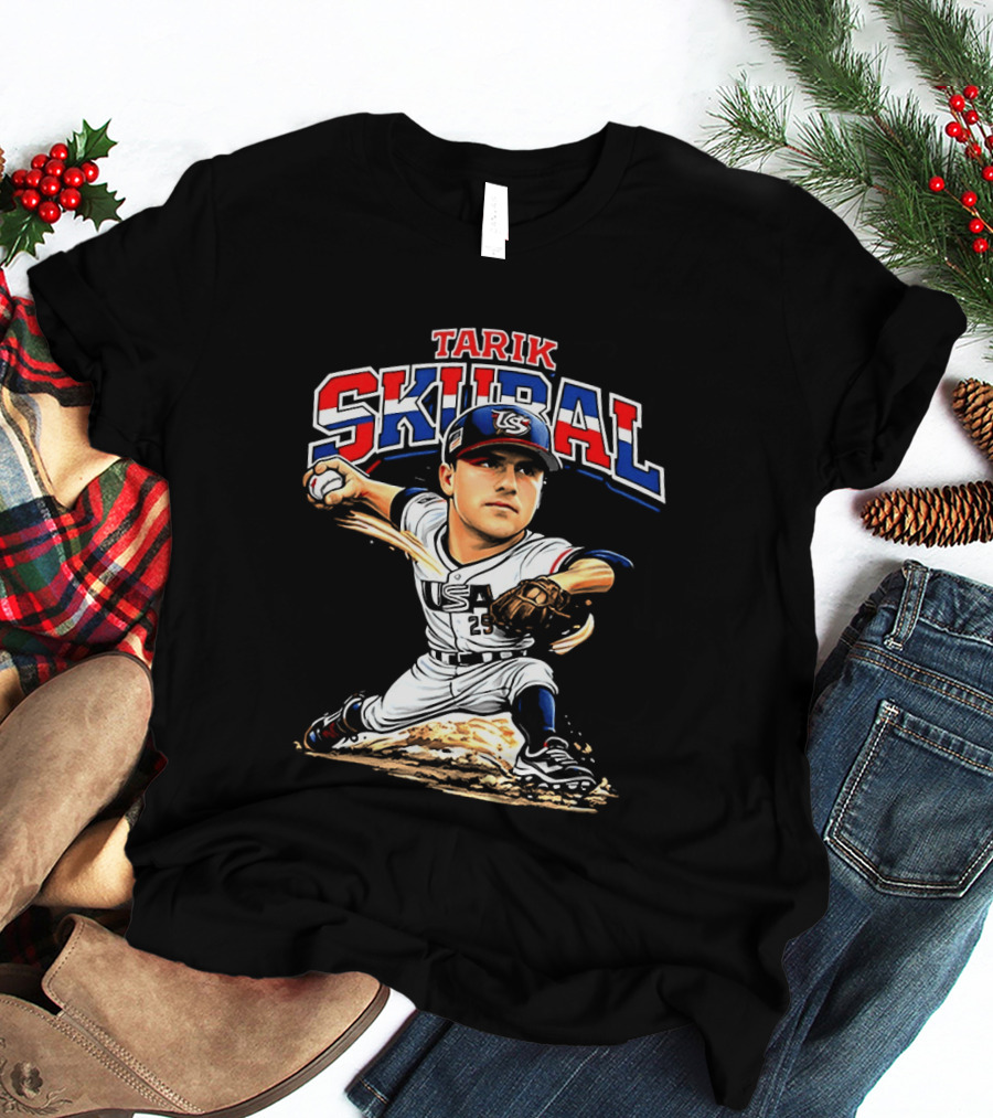 Tarik Skubal USA Baseball Classic Pitcher Caricature T-Shirt