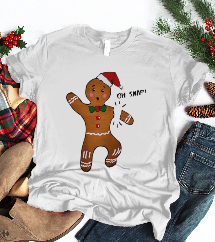 Gingerbread Man Oh Snap Broken Arm Christmas Humor T-Shirt