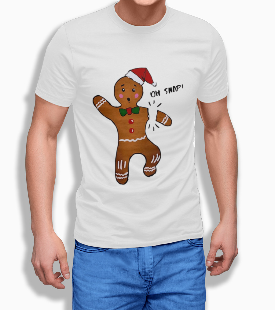 Gingerbread Man Oh Snap Broken Arm Christmas Humor T-Shirt