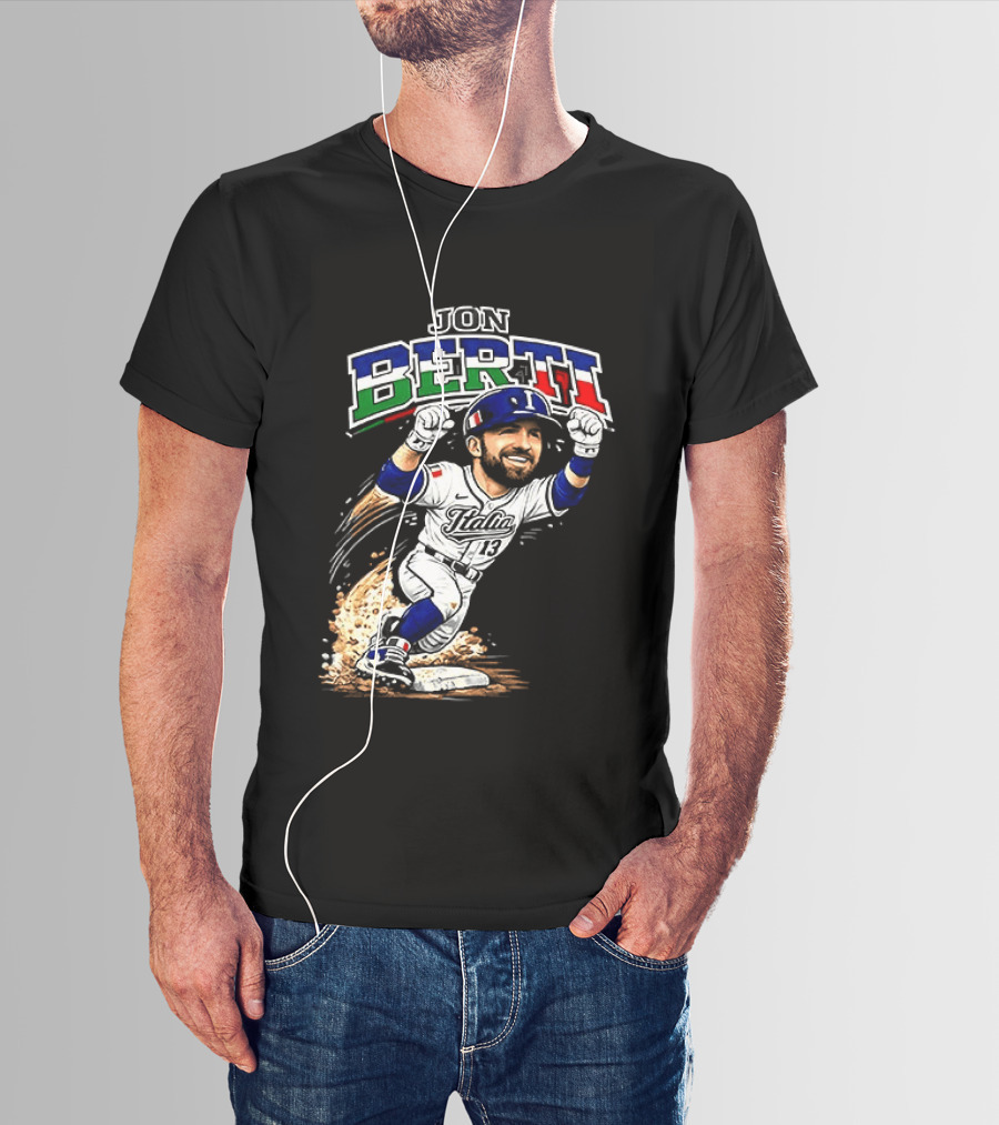 Jon Berti Italy Baseball Classic Caricature 13 T-Shirt