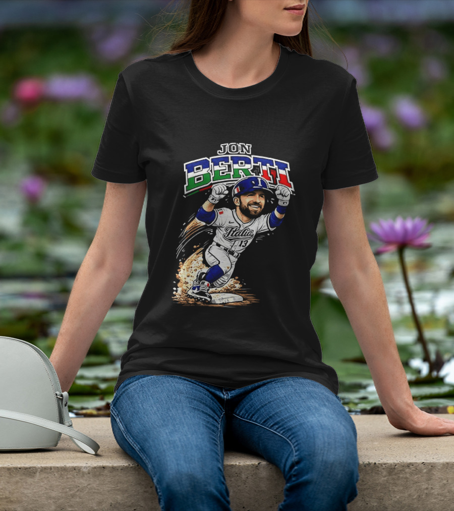 Jon Berti Italy Baseball Classic Caricature 13 T-Shirt