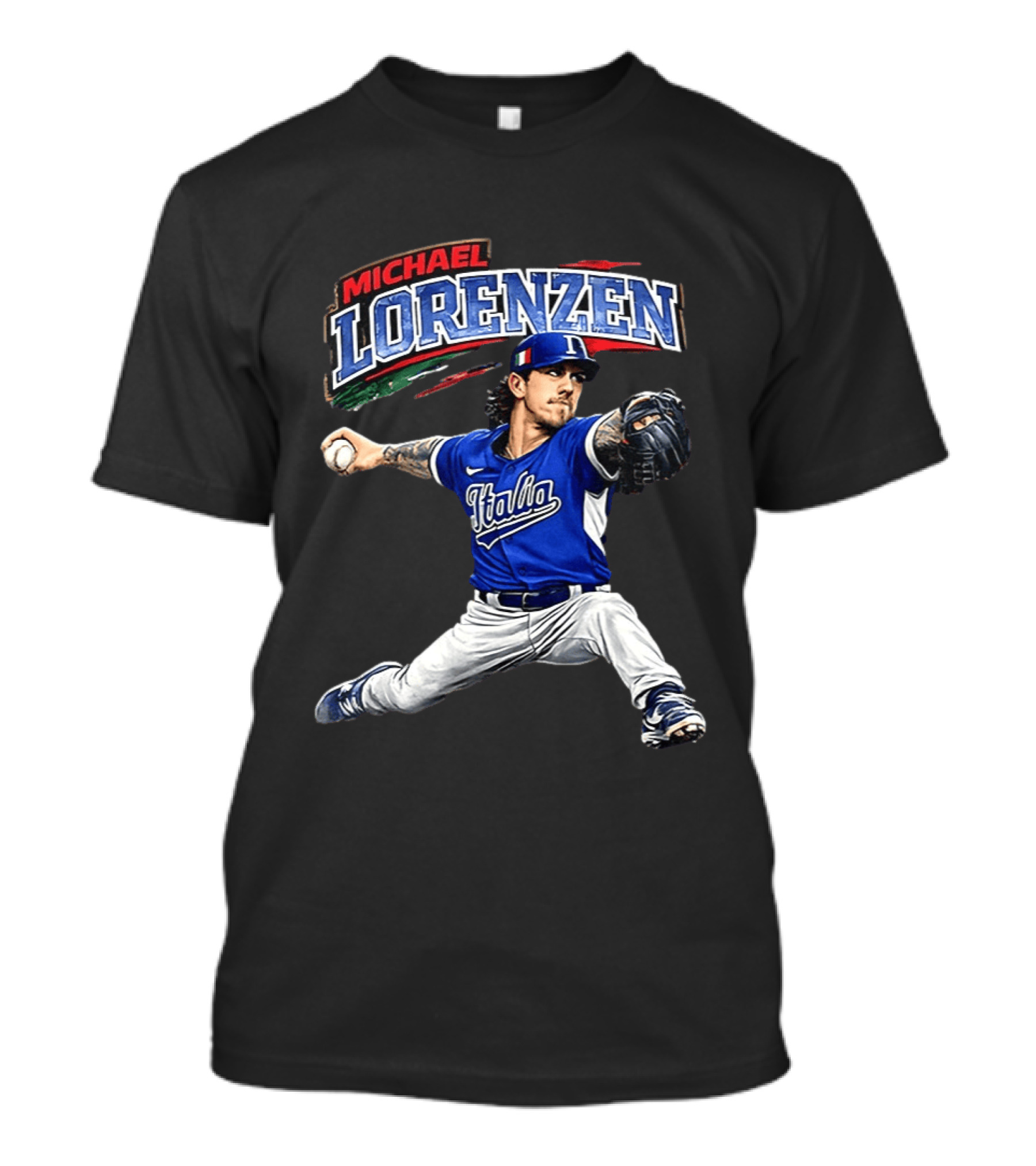 Michael Lorenzen Italy Baseball Classic Pitcher Caricature T-Shirt