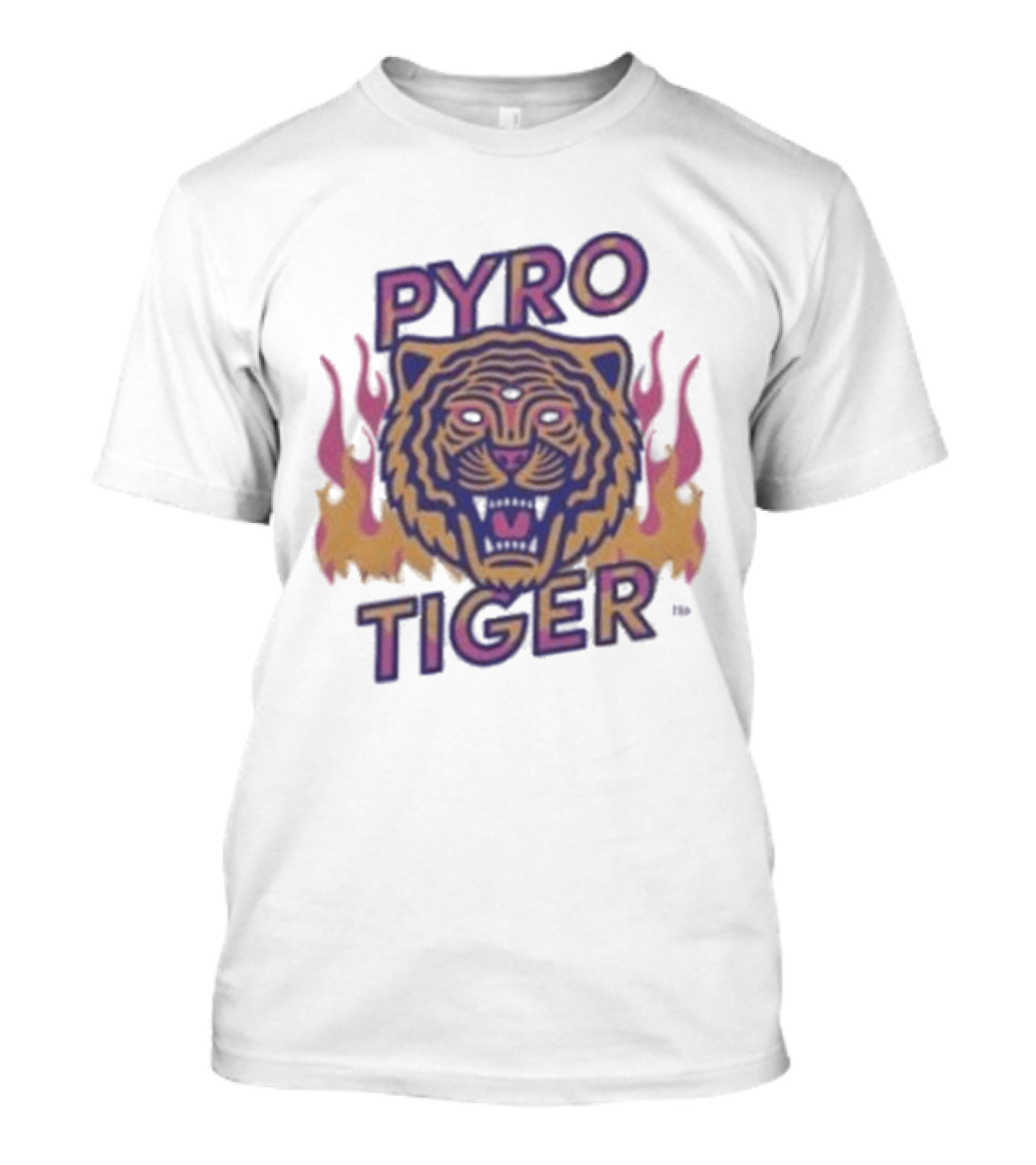 Pyro Tiger Flame Illustration With Fierce Tiger Head And Flaming Accents T-Shirt