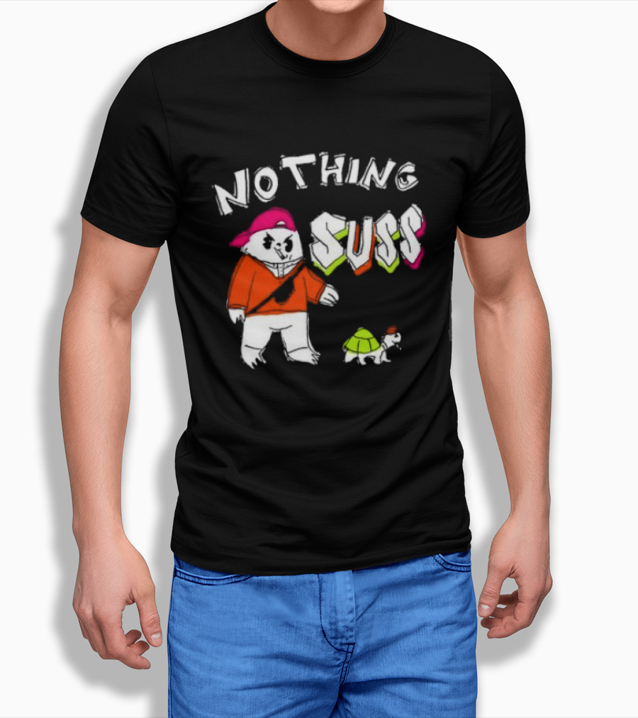 Nothing Suss Cat In Red With Turtle T-Shirt