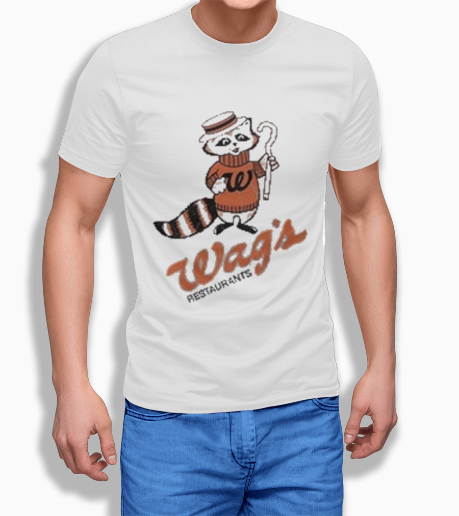 Wag's Restaurant Raccoon Character Sweater Cane T-Shirt