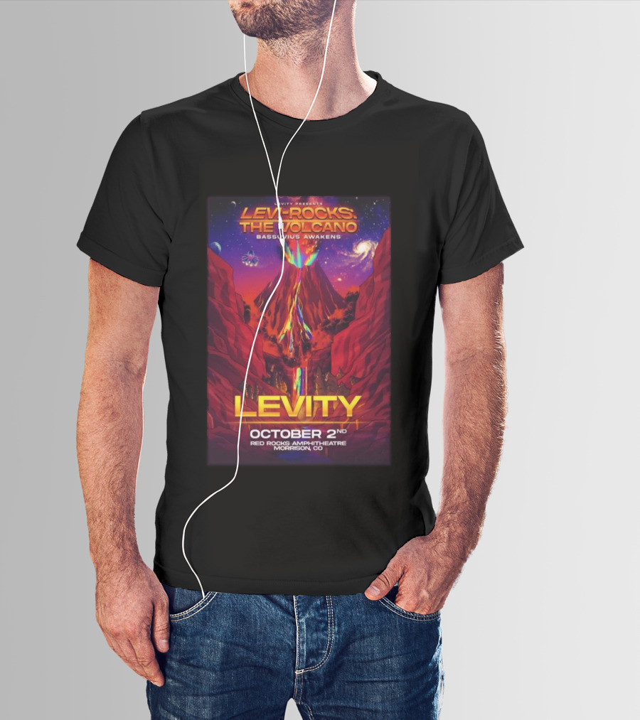 Levity Presents Levi Rocks The Volcano Bassuvius Awakens Red Rocks Amphitheatre October 2nd Morrison CO T-Shirt