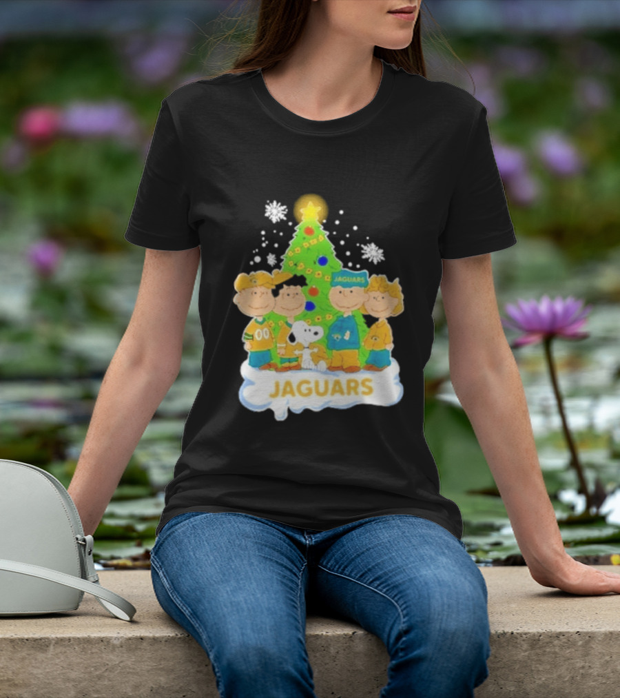 Jacksonville Jaguars Snoopy Peanuts Christmas Tree Celebration T-Shirt