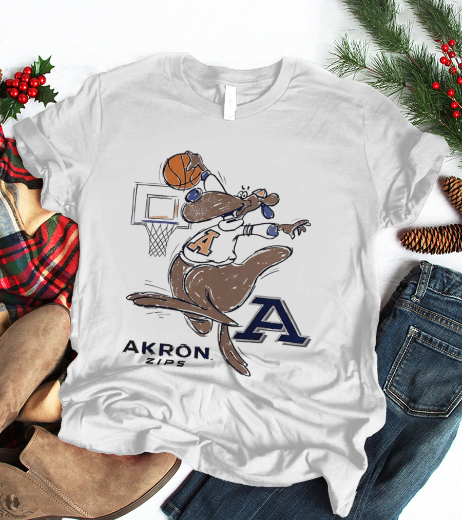 Akron Zips Zippy Basketball Dunking Action T-Shirt