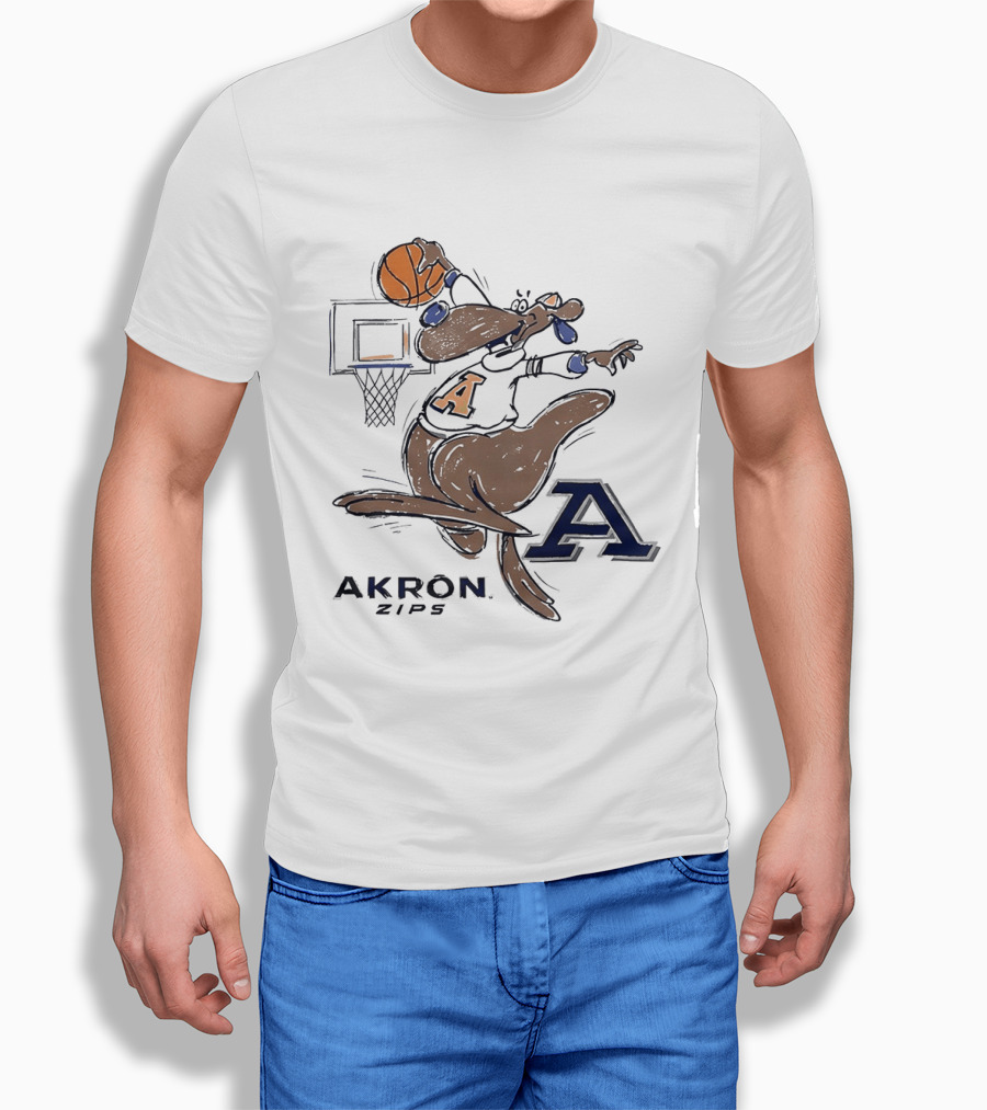 Akron Zips Zippy Basketball Dunking Action T-Shirt
