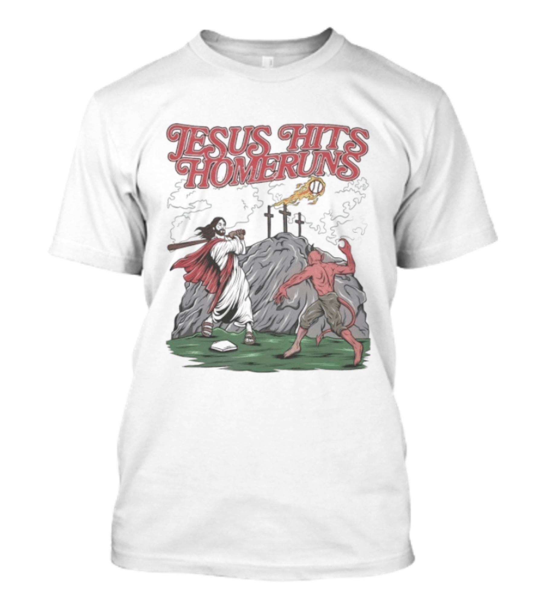 Jesus Hits Homeruns Biblical Baseball T-Shirt