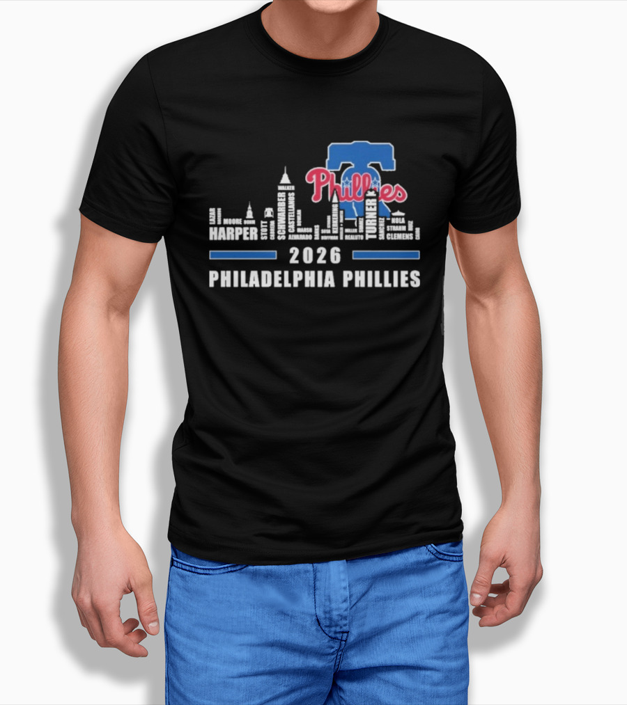 2026 Philadelphia Phillies Harper Philadelphia Skyline T-Shirt