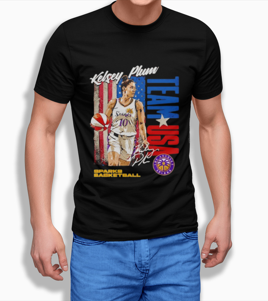 Kelsey Plum Team USA Los Angeles Sparks Basketball Spark T-Shirt