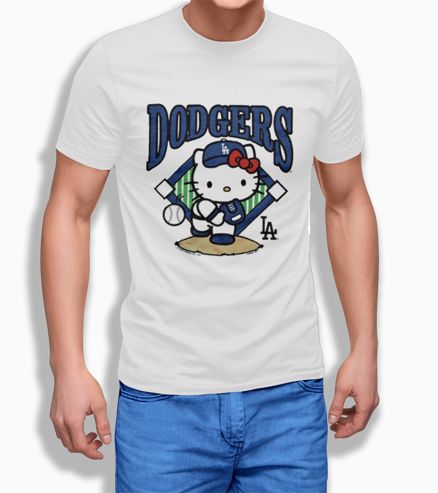 Hello Kitty Los Angeles Dodgers Baseball Crossover Fan Merchandise T-Shirt