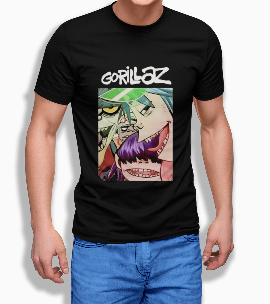 Gorillaz Cartoon Band Characters Art Comic T-Shirt