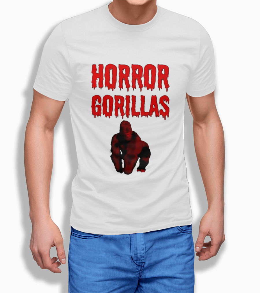 Horror Gorillas Dripping Blood Text And Red Gorilla T-Shirt
