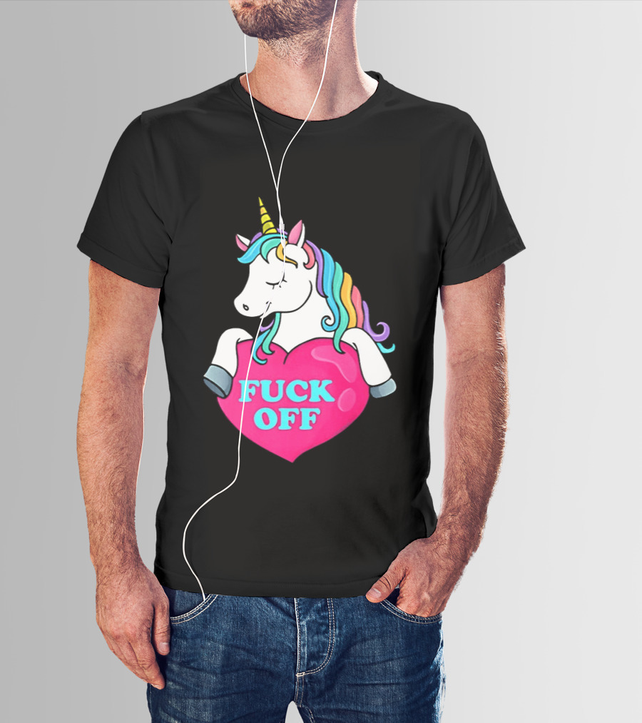 Unicorn Fuck Off Heart Rainbow Mane T-Shirt
