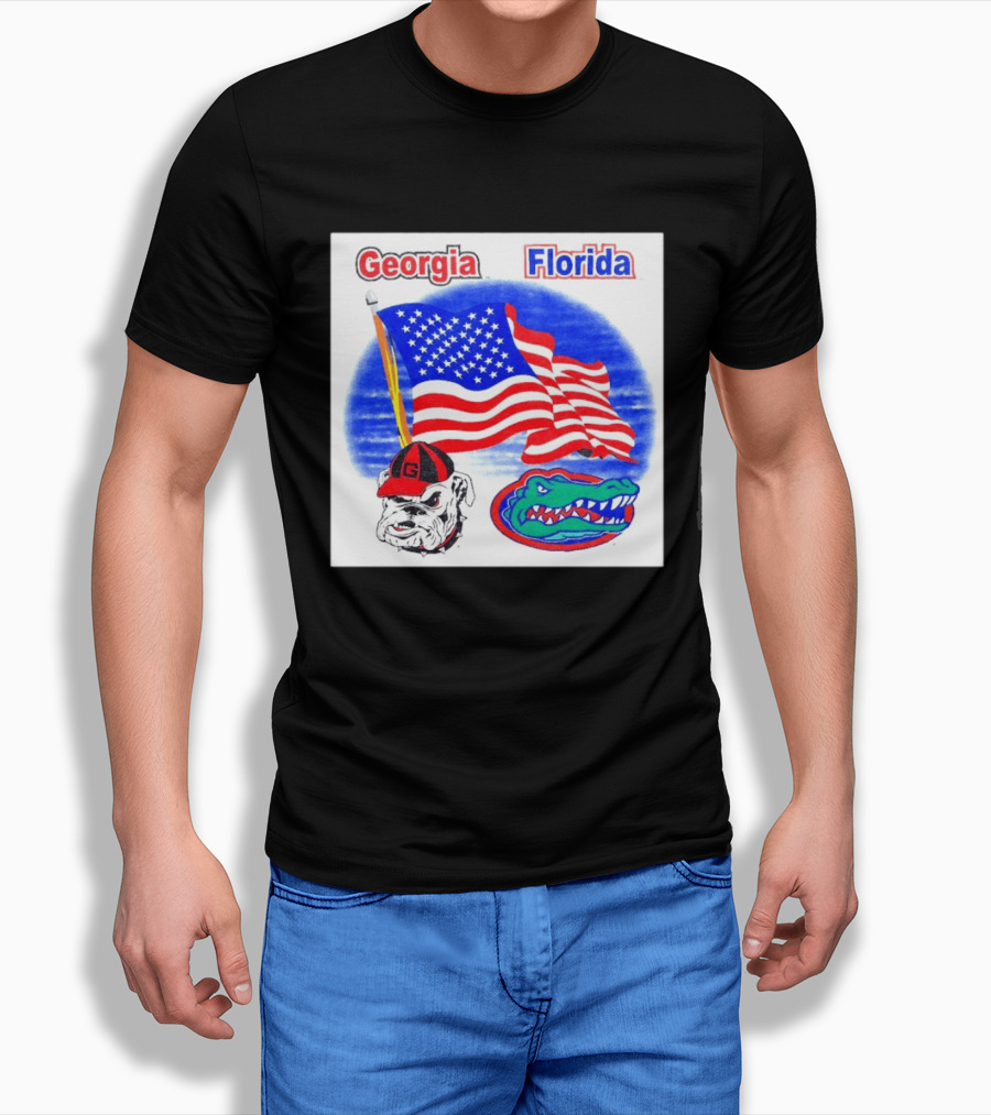 Georgia Vs Florida American Flag Bulldogs Gators Rivalry T-Shirt