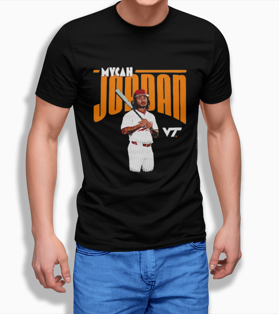 Mycah Jordan VT Baseball Virginia Tech Hokies Player T-Shirt
