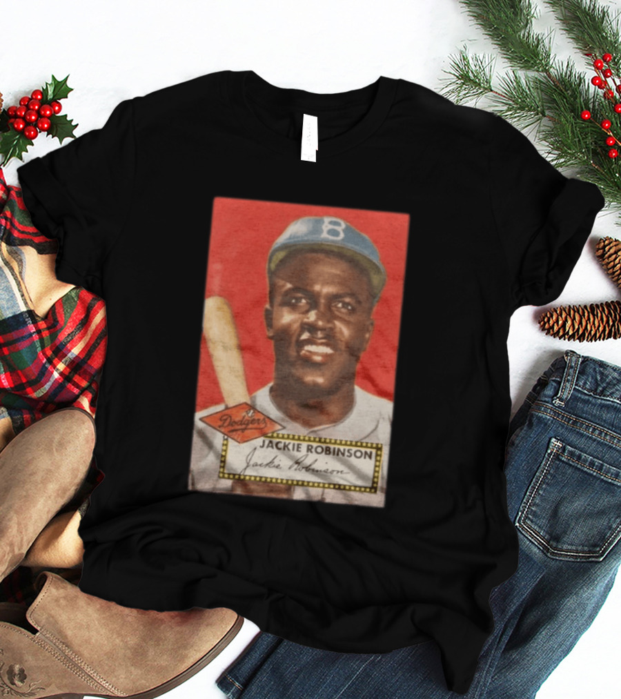 Jackie Robinson 1952 Topps Baseball Dodgers T-Shirt