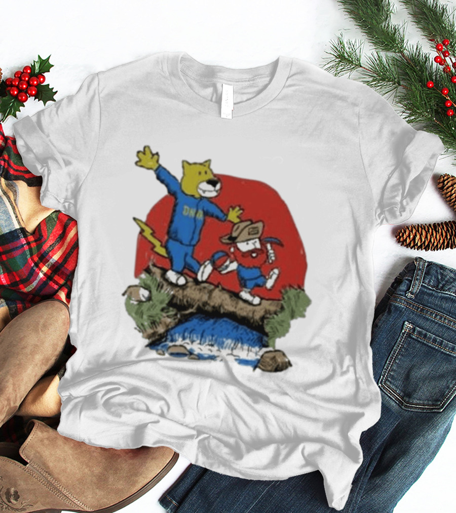 Dnvr Cartoon Friends Bear And Miner Crossing A Bridge T-Shirt