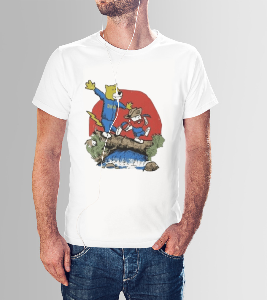 Dnvr Cartoon Friends Bear And Miner Crossing A Bridge T-Shirt