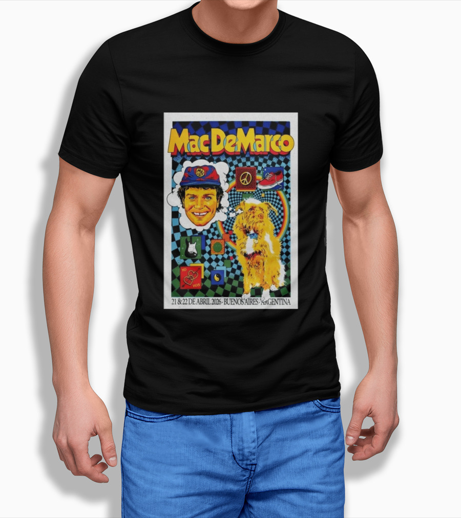 Mac DeMarco 21 22 De Abril 2026 Buenos Aires Argentina Checkerboard Dogg T-Shirt