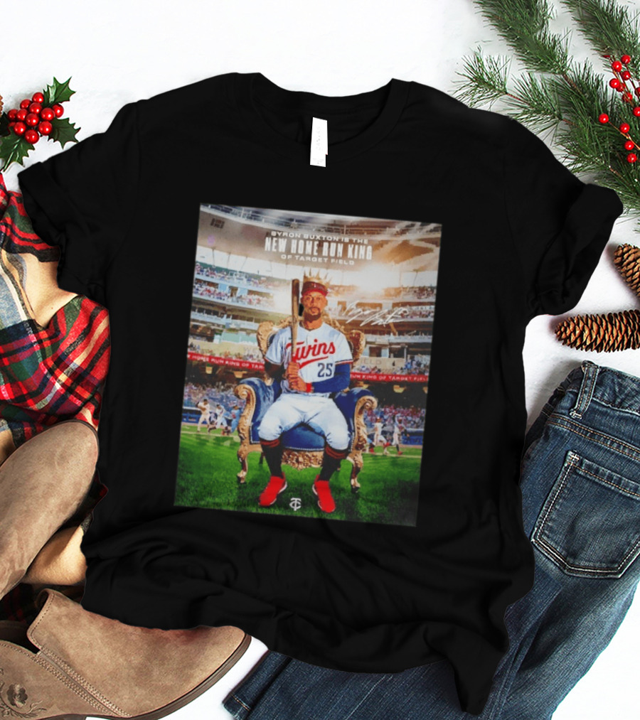 Byron Buxton New Home Run King Target Field Minnesota Twins 25 Throne Crown T-Shirt
