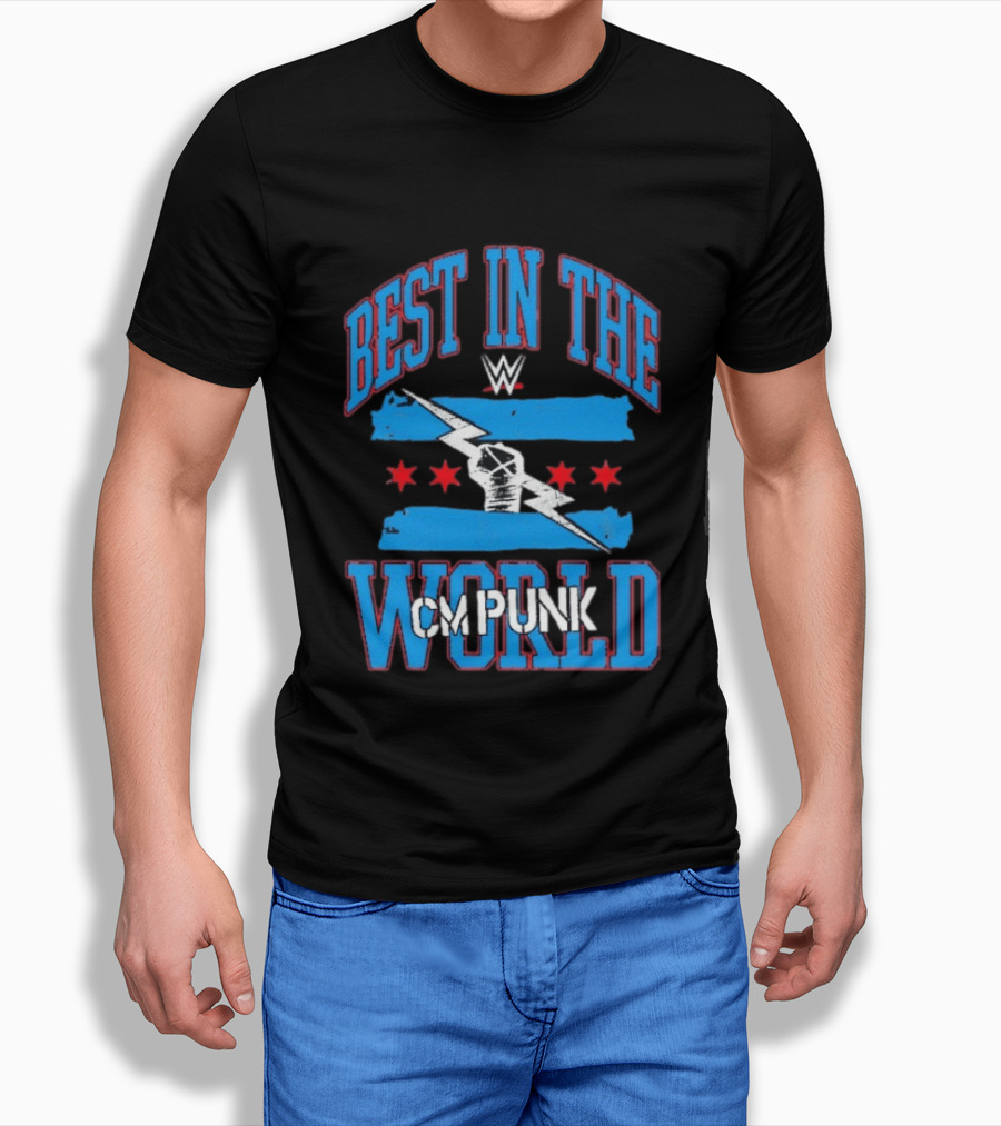 Best In The World CM Punk WWE Flag Lightning Fist T-Shirt